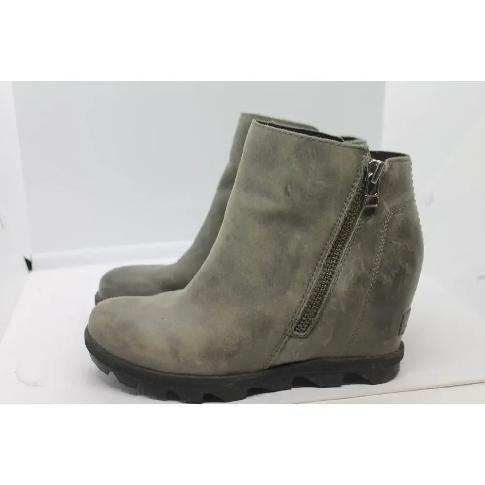 Sorel Joan of Arctic Quarry Gray Wedge II Zip Booties sz 6M